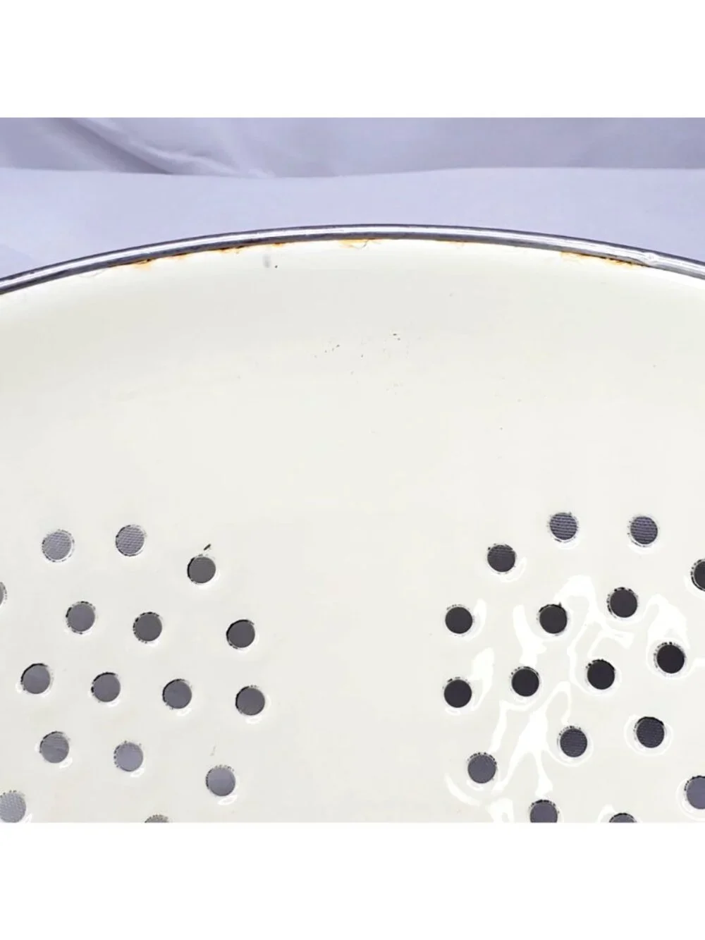 Vintage Pfaltzgraff Metal Enamel Colander Strainer Striped 9